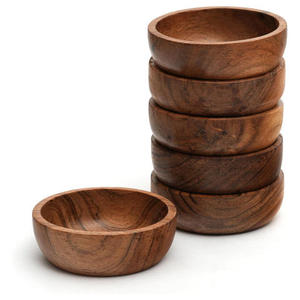 Ensemble de bols à salade en bois d'acacia imprimé émaillé fait à la main respectueux de l'environnement Grand bol de service avec ustensiles de service pour les fruits - Product Image 5