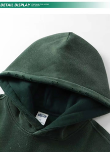 Premium 100% coton 400gsm goutte épaule polaire respirant sweat à capuche surdimensionné personnalisé fermeture éclair français éponge Vintage lavé Design pour - Product Image 4