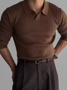 Camisas Polo Casuales Elegantes para Hombre, Tallas Grandes, Tejido Transpirable con Logotipo Bordado, Cómodas, Estampadas o con Patrón Sólido - Product Image 3