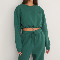 Ensemble de survêtement court deux pièces pour femme, collection hiver, tenue décontractée, sweat à capuche court et pantalon de jogging – Offre spéciale