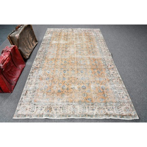 Alfombra Vintage de 4.8x8.4 pies, Alfombra Turca Grande, Alfombra con Estampado Animal Azul - Product Image 1