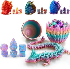 Conjunto de Dados DND Personalizado em Forma de Ovo de Dragão 7PCS Dados Poliedrais com Caixa de Presente de Ovo de Dragão Impressa em 3D OEM ODM Atacado - Product Image 1