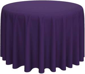 Vente en gros de nappe ronde blanche et bleu marine tissu en polyester tissé teint uni pour les repas à la maison et les mariages - Product Image 4