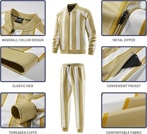 ชุดออกกำลังกายผู้ชายมาใหม่ชุดวอร์มเสื้อแจ็คเก็ต2ชิ้นและมีซิป - Product Image 3