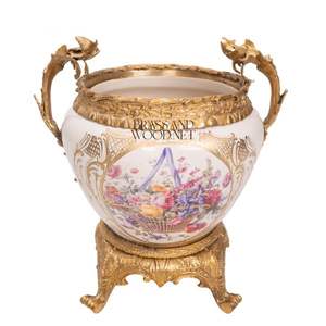 Cachepot décoratif classique de luxe, plaqué or antique - Product Image 1