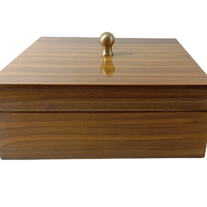Handcrafted Solid Wood Spice Box <b>Container</b> with Brass Knob Luxury Wooden Masala Box <b>Storage</b> Organizer <b>for</b> <b>Kitchen</b> & Table Decor - Product Image 1