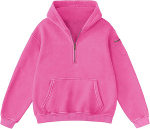 Sweat-shirt en molleton à col montant demi-zippé de haute qualité imprimé sur mesure UltraSoft, coton/fibre de bambou, coupe régulière, anti-boulochage - Product Image 2