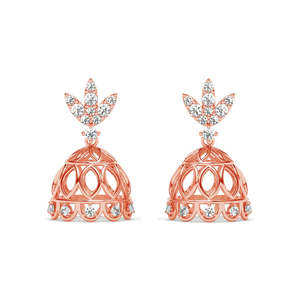 Pendientes de Plata 925 de Primera Calidad, Tipo Lágrima y Jhumki & Jhumka, Chapados en Oro con Diamantes para Mujer, para Bodas - Product Image 1
