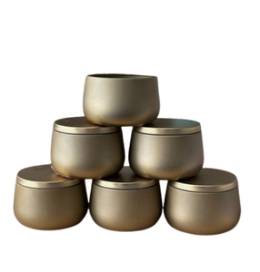 Pot à bougie rond fait à la main, nouveauté, meilleure vente, bougeoir unique avec plaqué or, pot à bougie personnalisé disponible - Product Image 1