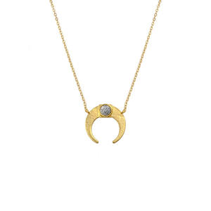 Pendentif de pierre précieuse de style demi-lune minimaliste de tous les jours collier de chaîne de femmes polies en or bijoux en gros - Product Image 3