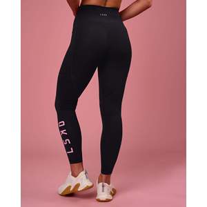 Leggings de sport ultra-hauts Rep 7/8 avec poches - Noir - Rose - Nylon respirant - Spandex - Taille élastique - XS-XXL - Product Image 4