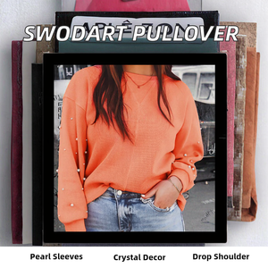 Sudadera Larga Informal de Invierno para Mujer, Personalizada, Antiarrugas, con Forro, Cristal en la Parte Delantera, Antiarrugas, Hombros Caídos, Acogedora, Talla Grande - Product Image 3