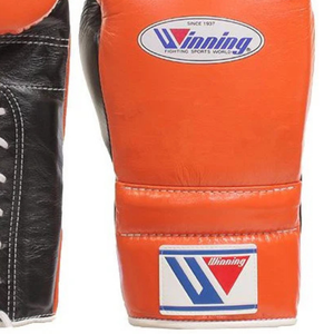 Gants de boxe à lacets Winning, orange, or, noir, cuir véritable, gants de boxe professionnels pour l'entraînement et les combats, construction durable - Product Image 6