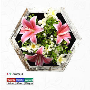 Cadre mural hexagonal en bois pour fleurs artificielles 30x30 cm (AFF-Frame-3) - Product Image 1