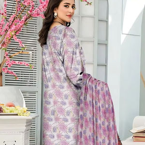 Colección de verano 2025, recién llegados, trajes de algodón/césped estampados Shalwar Kameez Unstitch para mujer de alta calidad, conjunto de 3 uds de talla grande - Product Image 1