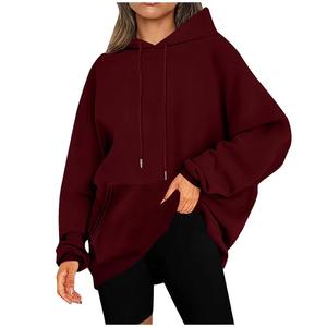 Sweat à capuche long oversize pour femme en velours avec logo sur le devant, chaud, confortable, décontracté, streetwear - Product Image 6