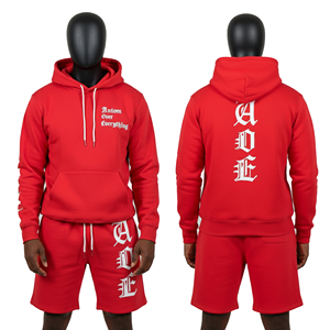 Custom Logo Summer Men Plus Size <b>Thermal</b> Breathable 2 Piece Shorts Casual Sportswear Training Wear Jogger <b>Tracksuits</b> Hoodie Set - Product Image 2