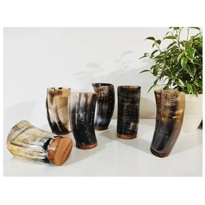 Logo personnalisé Coupe courte en verre pour corne à boire Viking Fait à la main Coupe en corne d'Inde Corne à boire en verre pour fêtes Tasse à bière - Product Image 2