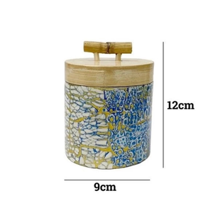 Archivos de cuencos de bambú hilado vietnamita de alta calidad/laca de tarro de bambú decorativa hecha a mano con incrustaciones de cáscara de huevo azul - Product Image 5