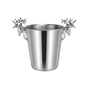 Seau à glace en acier inoxydable de forme personnalisée fabriqué à la main en métal pour les mariages et les fêtes de taille normale avec emballage en carton - Product Image 1