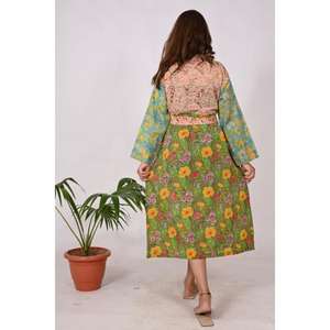 Kimono de retazos indio hecho a mano para mujer, ropa de dormir Bohemia ligera con estampado de algodón de bloque Floral, albornoz para primavera y otoño - Product Image 6