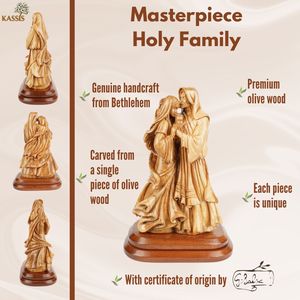 Sculpture de la Sainte Famille en bois d'olivier sculptée à la main, 35 cm, figurine religieuse chrétienne, fabriquée à la main à Bethléem - Product Image 4