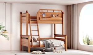 Mid-century Mahogany <b>Wood</b> <b>Bunk</b> <b>Bed</b> for Family Bedroom - Product Image 3