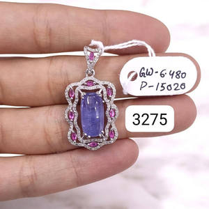 Colgante de Plata de Ley 925 con Turmalina Natural y Diamantes de Tanzanita, Precio de Fábrica al por Mayor Directo del Proveedor, Compre Ahora - Product Image 2