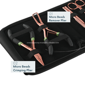 Special Hair Extension Tools kit Microbead Crimping & Removal <b>Plier</b> stainless steel Parting Finger <b>Mini</b> Scissor Loop & Hook tool - Product Image 3