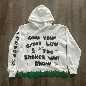 Sudadera con capucha y cremallera para hombre, personalizada, con estampado 3D de llama en relieve, de forro polar bordado de 500GSM, 100% algodón, ecológica, para invierno, con efecto desgastado - Product Image 3