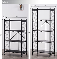 Maßgefertigtes Stehendes Installationsregal Ohne Schrauben Gebürstetes Schwarzes Metall 3/4/5-stufiges Faltbares Bücherregal Aufbewahrungsregal für Zuhause und Küche
