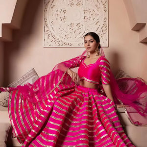 GHAZAL HOT PINK TAFFETA SEDA GOTA PATTI LEHENGA SET CON SOFT NET DUPATTA Designer Fancy Lehenga para mujer - Product Image 1