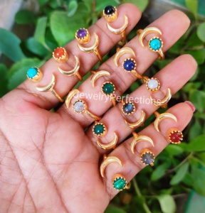 Top Selling Women's Eternity Vermeil Diamond <b>Rings</b> Sun <b>Moon</b> Gold Plated Sterling Silver Mix Gemstone Wedding Gift Purpose - Product Image 4