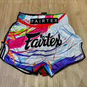 กางเกงขาสั้นลายมวยไทยขาสั้นสีขาวสำหรับผู้ชาย - Product Image 1