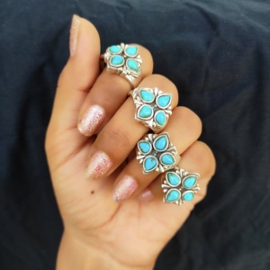 Vente en gros de bagues en argent sterling 925 plaqué turquoise d'Arizona, bijoux faits à la main, tendance actuelle, turquoise naturelle - Product Image 2