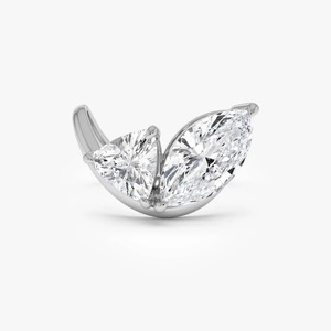 Anillo llamativo con diamantes brillantes talla marquesa y trillón, 3.00 Ct, E-F VS, diamante cultivado en laboratorio, oro macizo de 14K, engaste de garras, para fiesta nupcial - Product Image 1