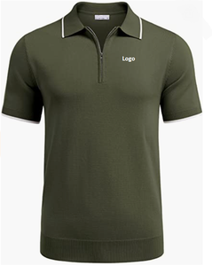 Polo de algodón con cremallera para hombre, camiseta informal de punto de manga corta, camisetas de corte clásico, directo de fábrica - Product Image 3