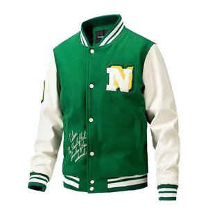 2025 hiver nouveau hommes solide Baseball veste à la mode broderie contraste conception grande taille coupe ample - Product Image 5