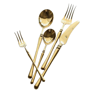 Cubiertos hechos a mano, cubiertos para el hogar, cocina, cubiertos personalizados con acabado dorado para fiesta de boda, cubiertos de Metal y acero inoxidable - Product Image 6