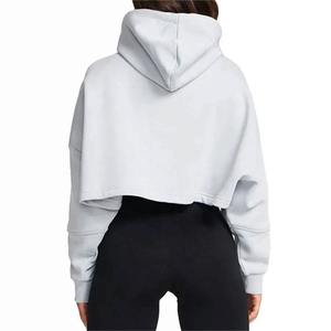 2025 <b>Ladies</b> Cotton GYM Cropped Gym Hoodie Wholesale Long <b>Sleeve</b> <b>Short</b> <b>Tops</b> Custom Logo with Solid Pattern for Women - Product Image 3