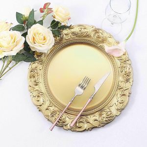 Placa de cargador de metal de lujo con borde de cuentas de oro rosa único para bodas, banquetes, catering, cena elegante, decoración de mesa de comedor - Product Image 2