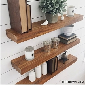 Wood <b>Wall</b> Mounted Shelving Unit Three-Layer Rectangle Minimalist <b>Storage</b> <b>Rack</b> For Living Room Durable Home Organization - Product Image 3