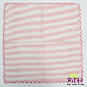 Nouveau magnifiquement conçu poinçon rose rayures broderie coton tissu inde bloc impression serviettes saint valentin cadeau pour elle - Product Image 3