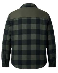 Men Plaid <b>Check</b> Shirt Jacket Long Sleeve Button Down Casual Flannel <b>Overshirt</b> Style Dark Green Olive Color Manufacture Wholesale - Product Image 2