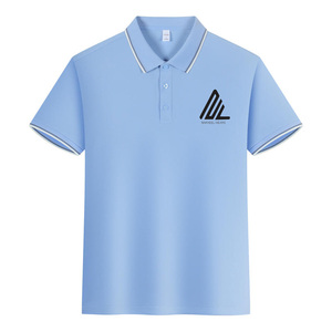 เสื้อกอล์ฟผ้าฝ้ายสแปนเด็กซ์สีทึบปักโลโก้สำหรับผู้ชาย - Product Image 2