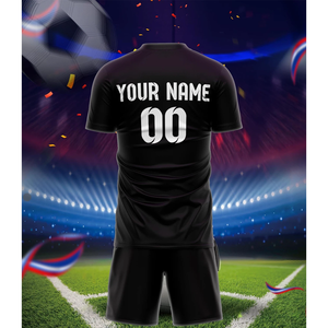 Maillot de football noir personnalisable avec nom et numéro d'équipe - Maillot de football respirant léger et respirant - Product Image 5