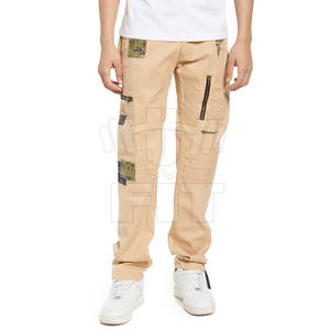 Pantalon cargo 100% coton coupe ample pour homme avec 6 poches en toile légère à motif droit quantité minimale de commande bas du fabricant pakistanais - Product Image 1