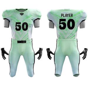 Ensembles d'uniformes de football américain personnalisés imprimés par sublimation pour hommes, respirants, 100 % polyester, manches courtes, évacuation de l'humidité, séchage rapide - Product Image 4