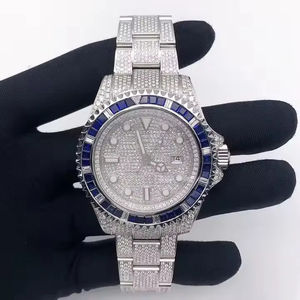 Reloj de diamantes de moissanita de lujo de gama alta de fábrica, reloj de Hip Hop de acero inoxidable personalizado para hombres y mujeres, Relojes personalizados - Product Image 1