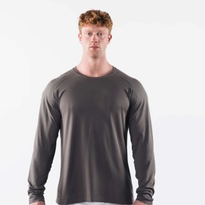 เสื้อยืดออกกำลังกายแขนยาวสำหรับผู้ชายผ้าโพลีเอสเตอร์ผ้าฝ้าย OEM สำหรับฤดูใบไม้ร่วง/ฤดูหนาว" - Product Image 1